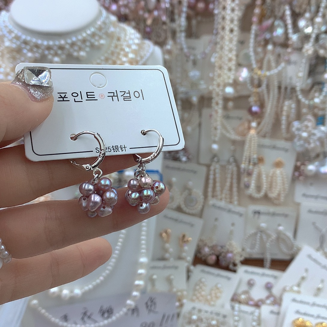 淡水珍珠耳饰银S925镶嵌