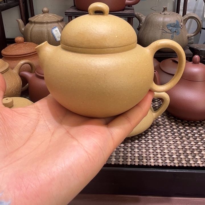 紫砂茶壶微瑕梨皮本绿160cc福禄壶