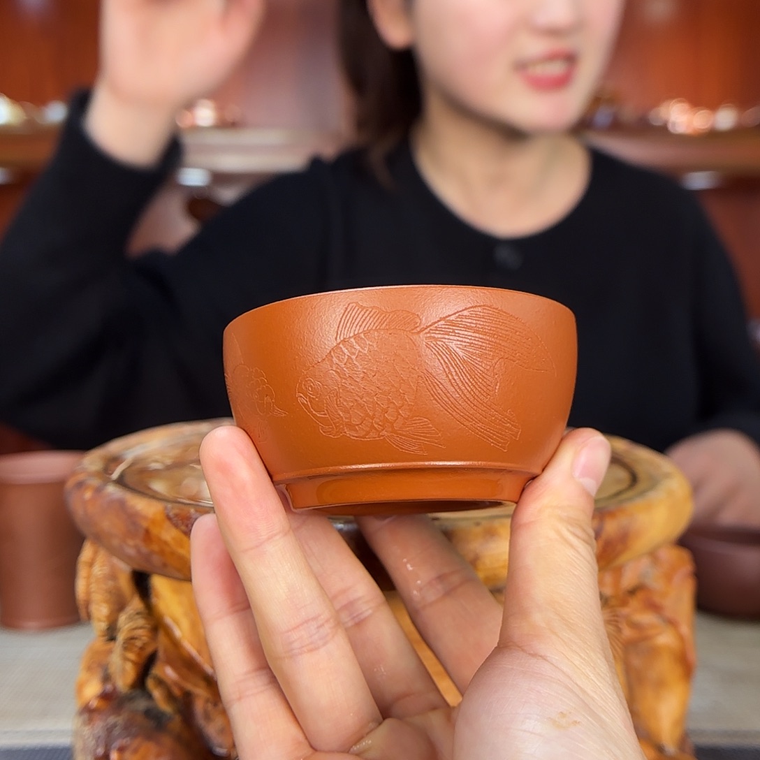 紫砂茶杯一壶李紫砂