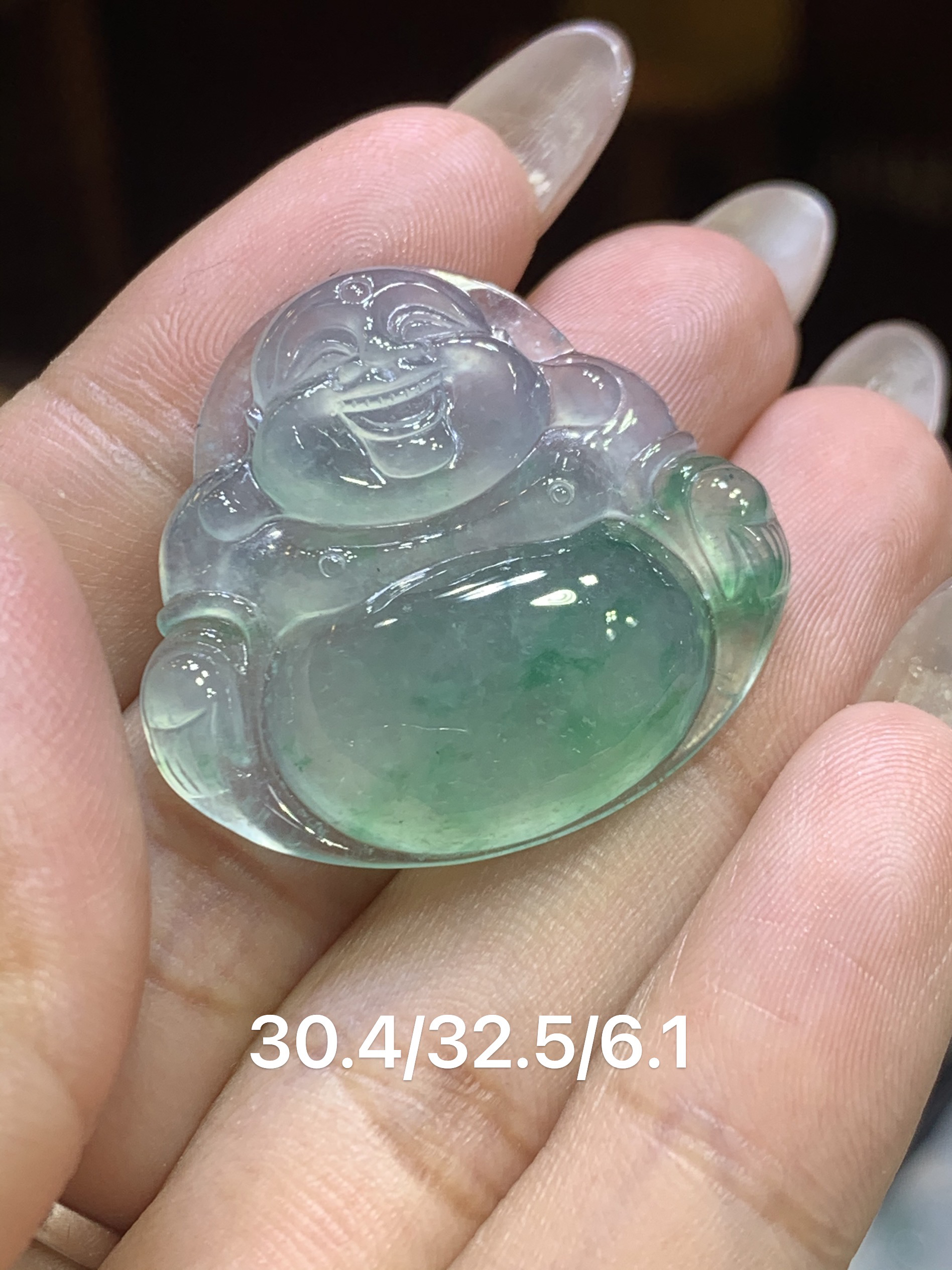 缅甸天然翡翠A货，一刀切有种有色冰佛，无需包容，一次毕业啦