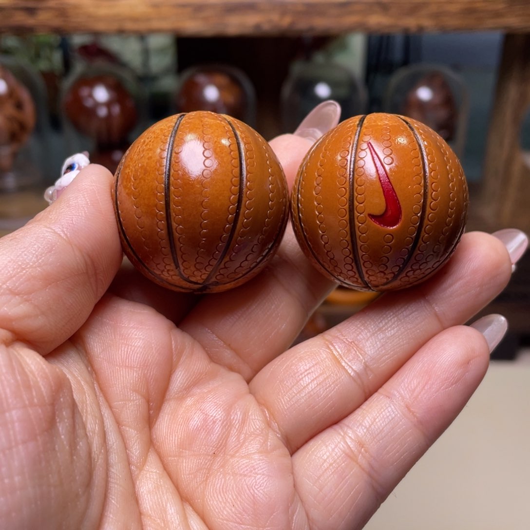 佛螺菩提吊坠篮球一对 三点五