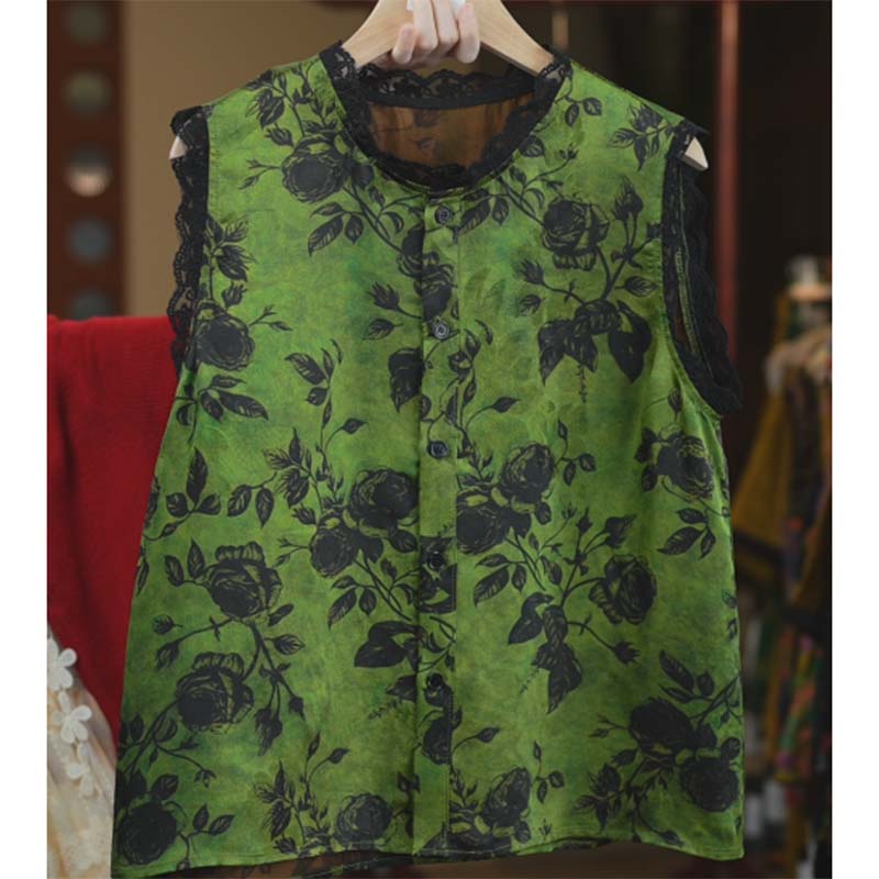新中式木薯真丝国风马甲背心女气质百搭T1650