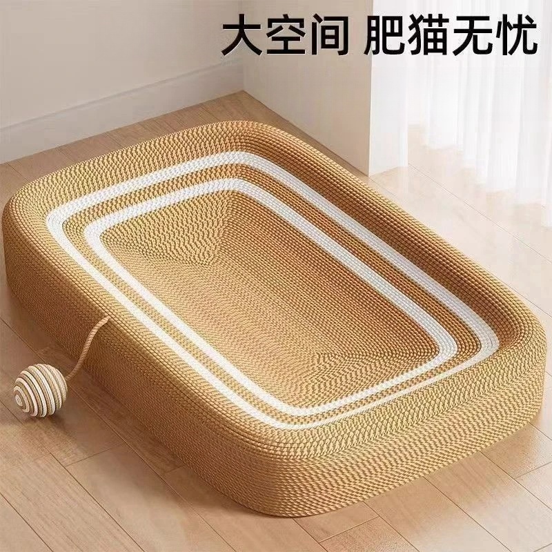黄麻方形猫抓板耐抓猫咪猫窝猫抓盆耐磨逗猫玩具休闲耐咬宠物用品