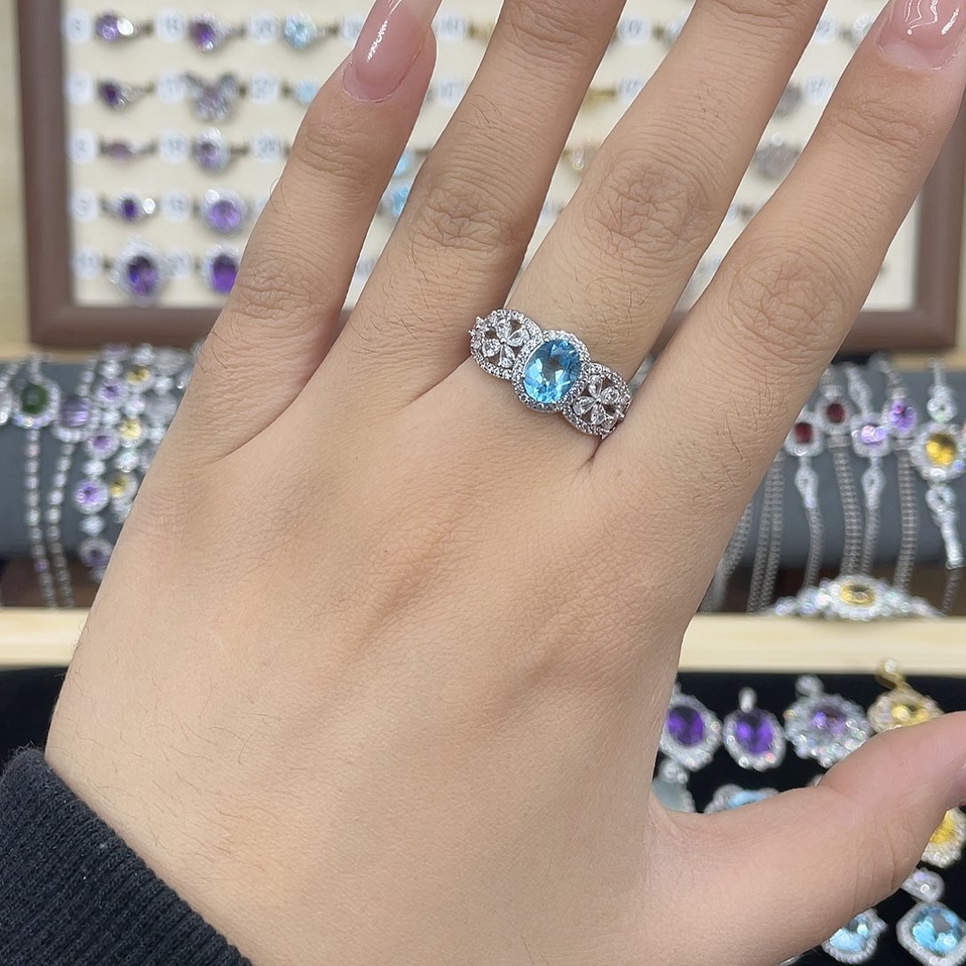 戒指银S925镶嵌托帕石