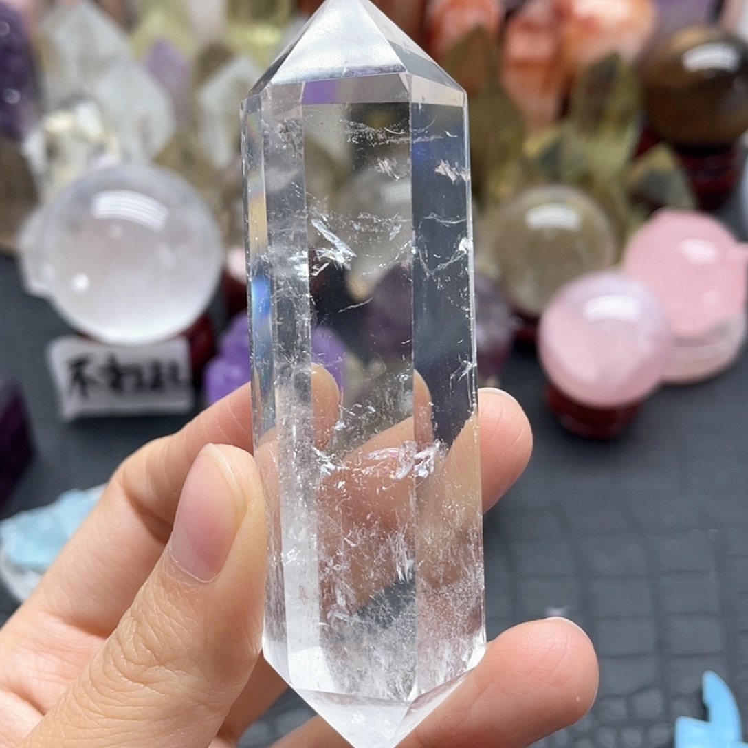 水晶珠宝半成品未镶嵌65白水晶双尖无暇