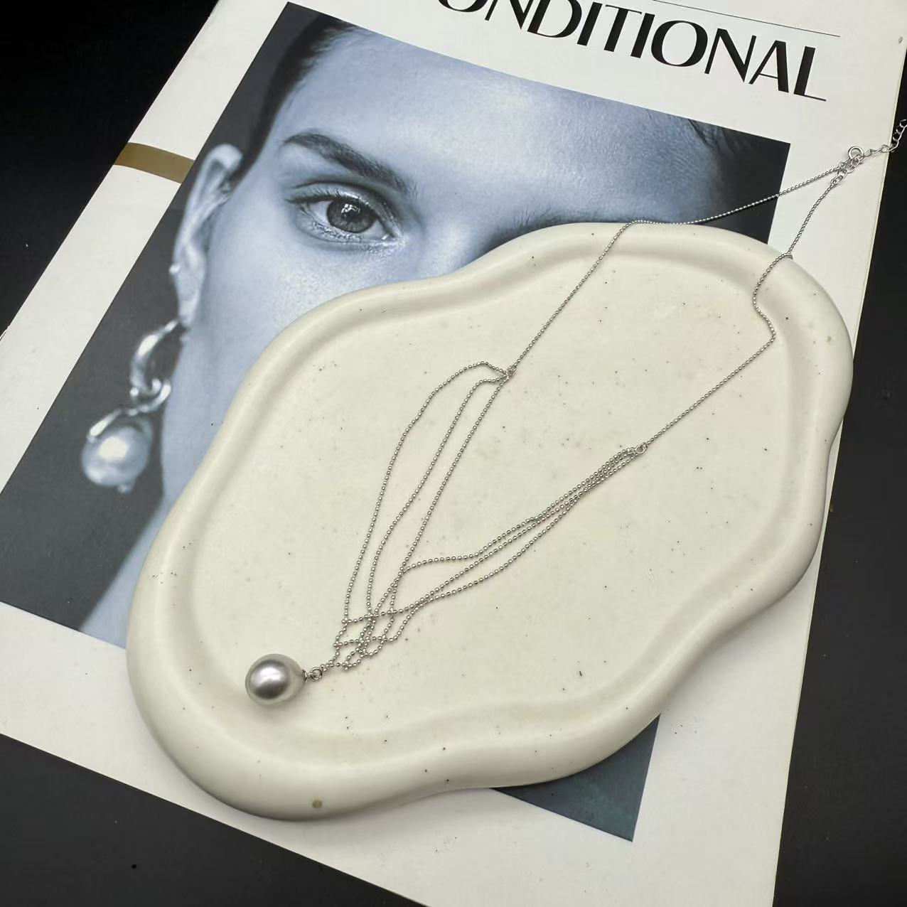 【C130】海水珍珠水滴 精美一帘幽梦吊坠