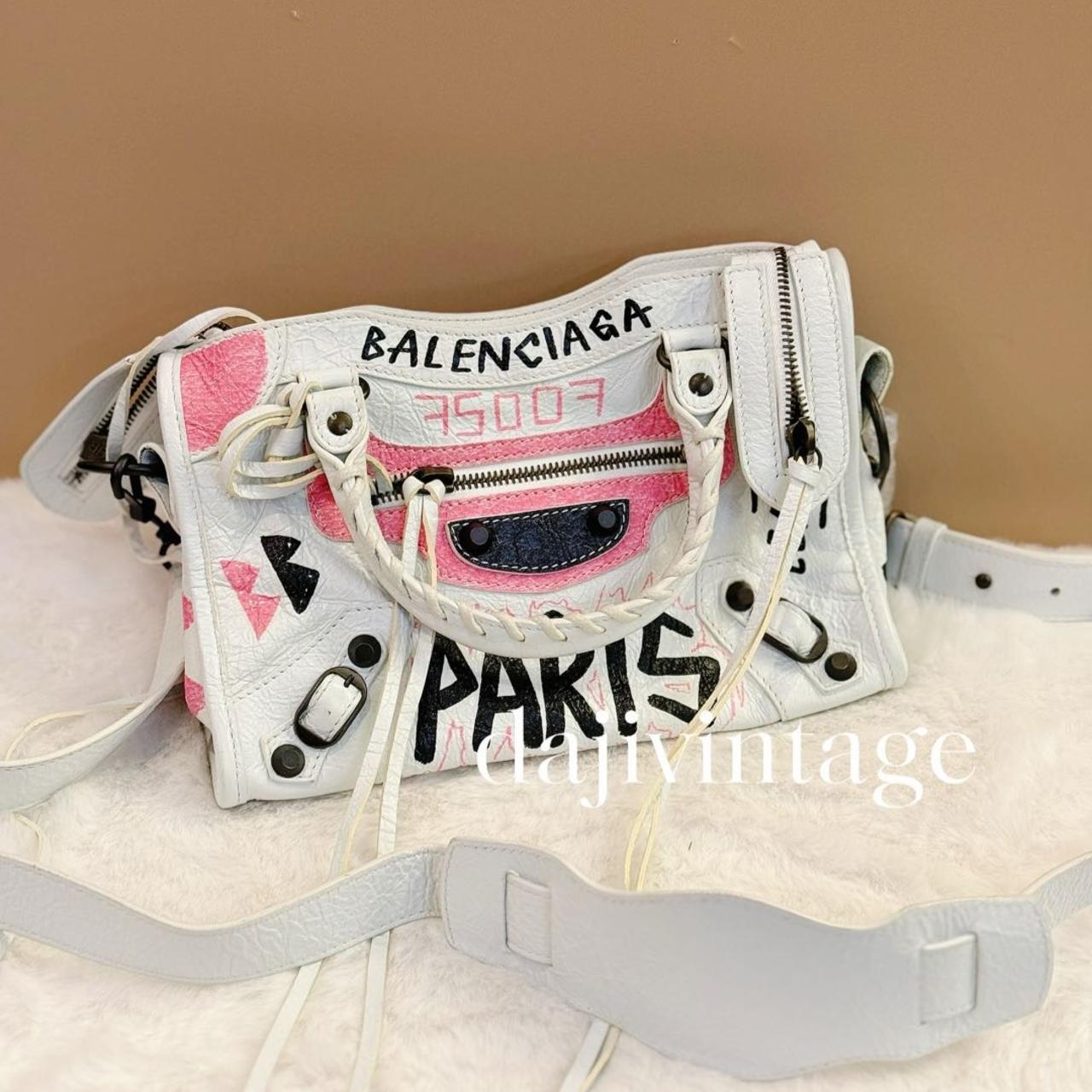 95新 Balenciaga/巴黎世家 大吉中古/巴黎世家涂鸦机车斜挎包