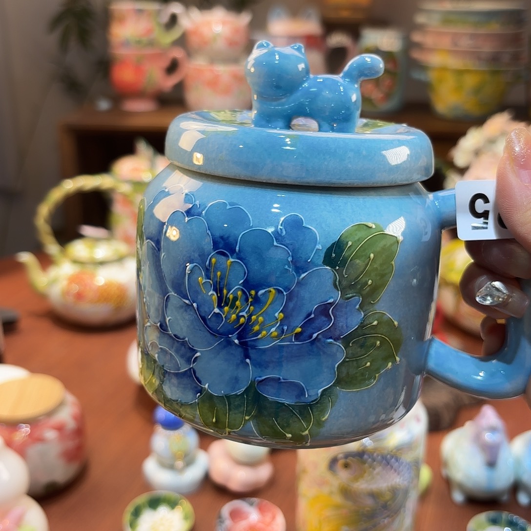 摆件景德镇手绘高温釉下彩陶瓷茶具