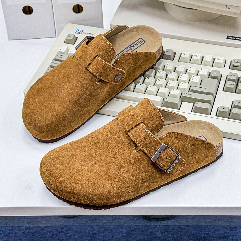 勃肯鞋春季男女拖鞋真皮软木厚底包头半拖博肯鞋凉拖一脚蹬男鞋潮