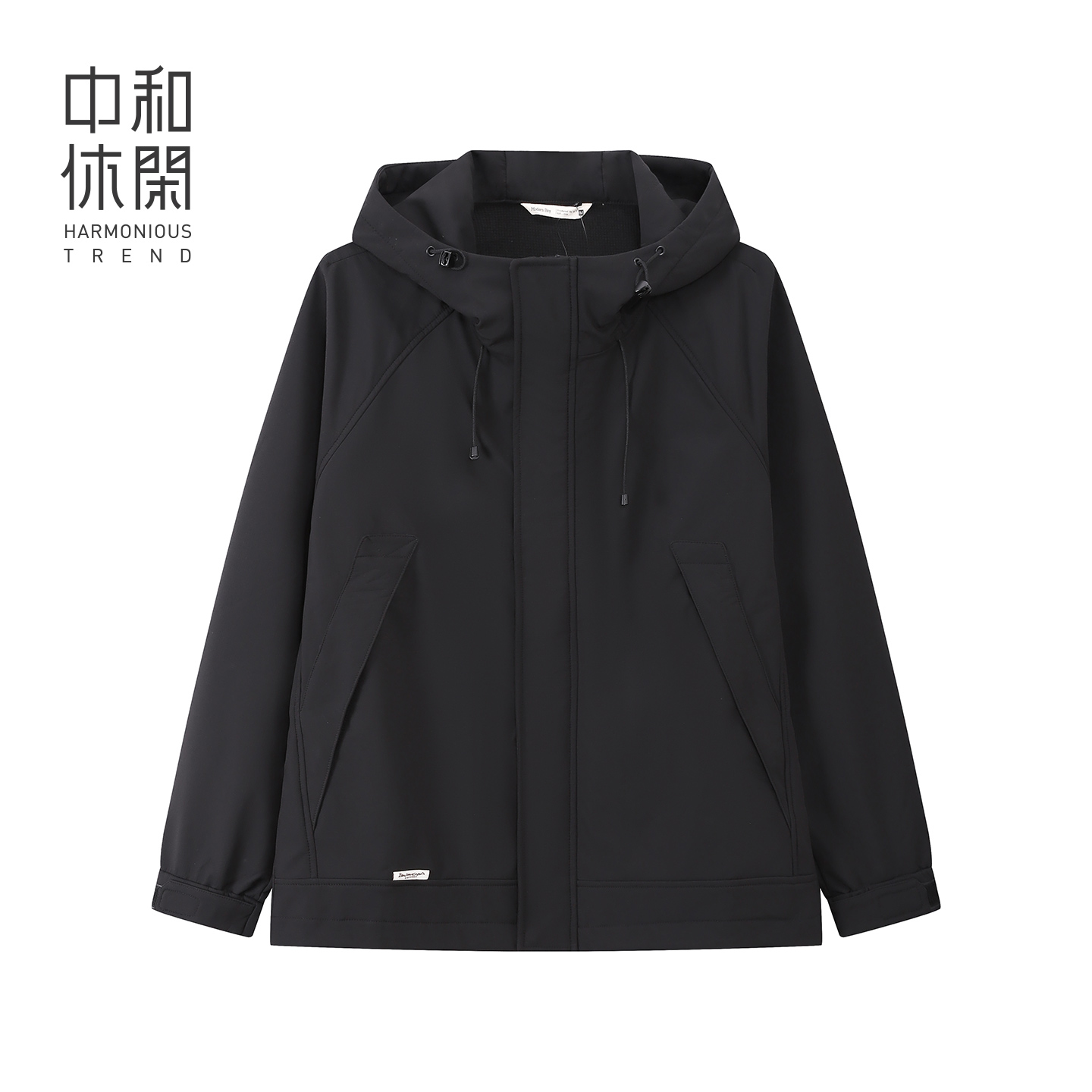 中和休闲男装夹棉连帽外套25冬新款黑色宽松保暖夹克潮H74236331