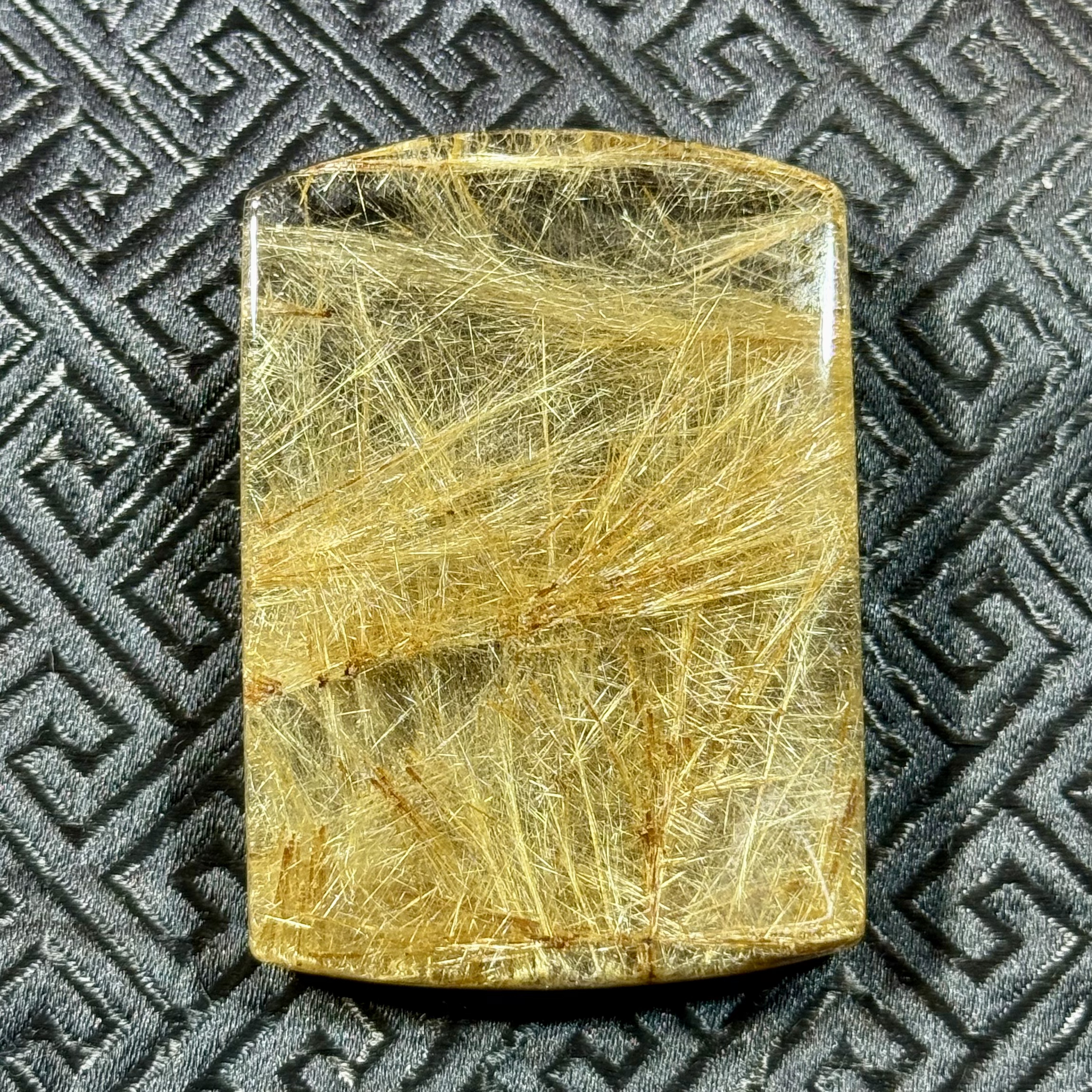 天然水晶纯手工雕刻金发晶平安无事牌吊坠时尚百搭精美
