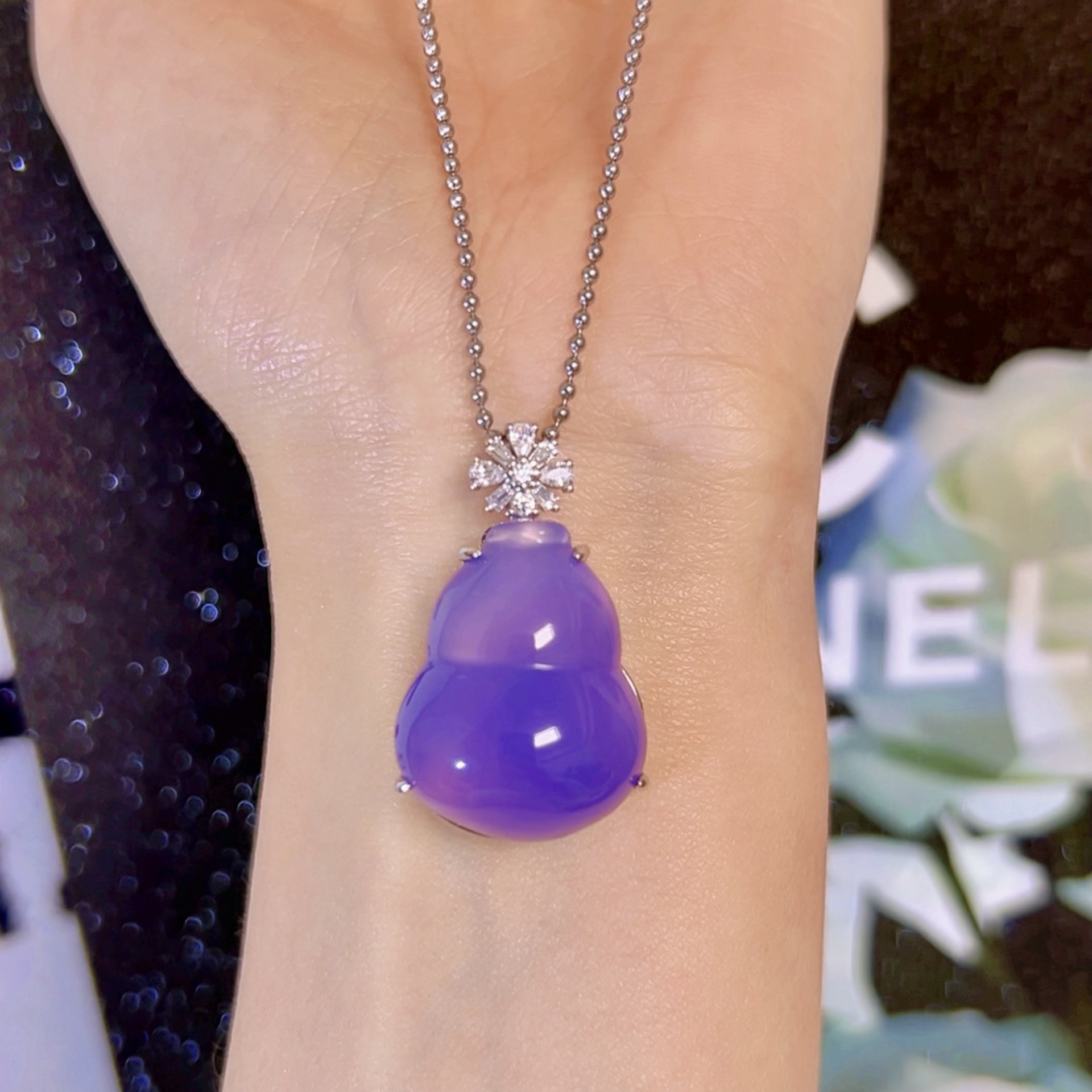 铜合金锆石吊坠 时尚紫葫芦吊坠