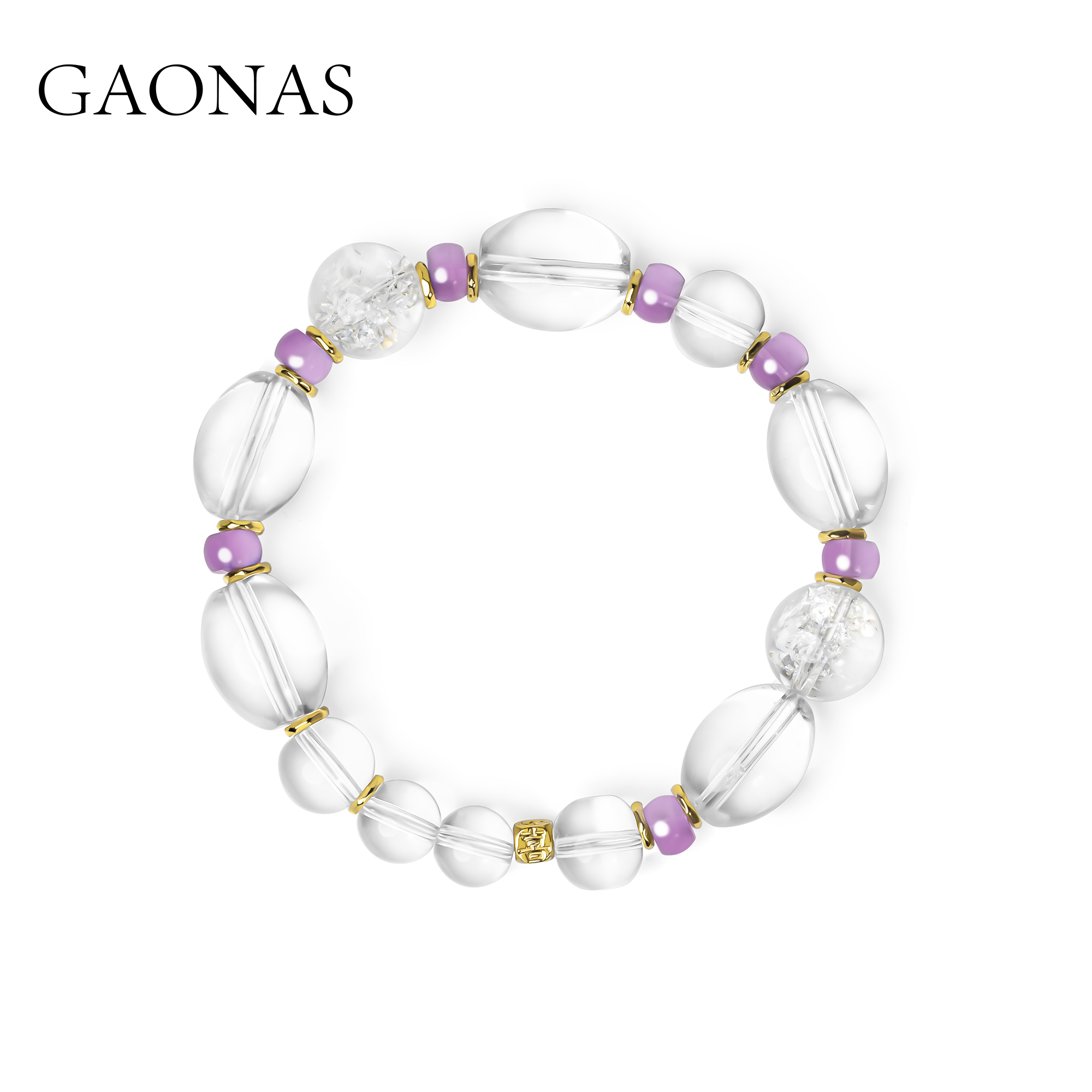GAONAS 镀K金合成锆石手链 浮光纱 时尚贵气清丽白珠手链11569SW