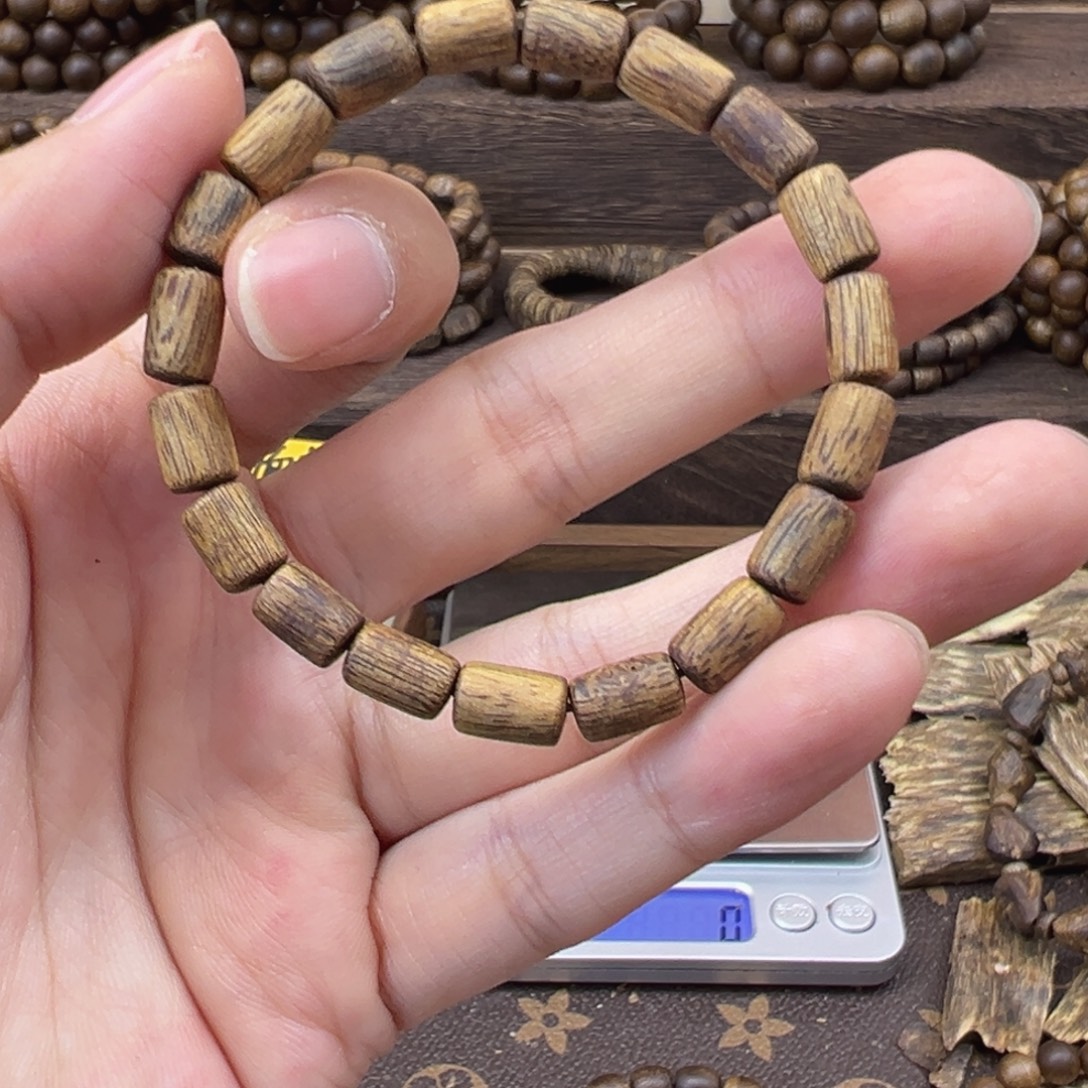 沉香沉香碎屑06桶珠单圈虫漏款