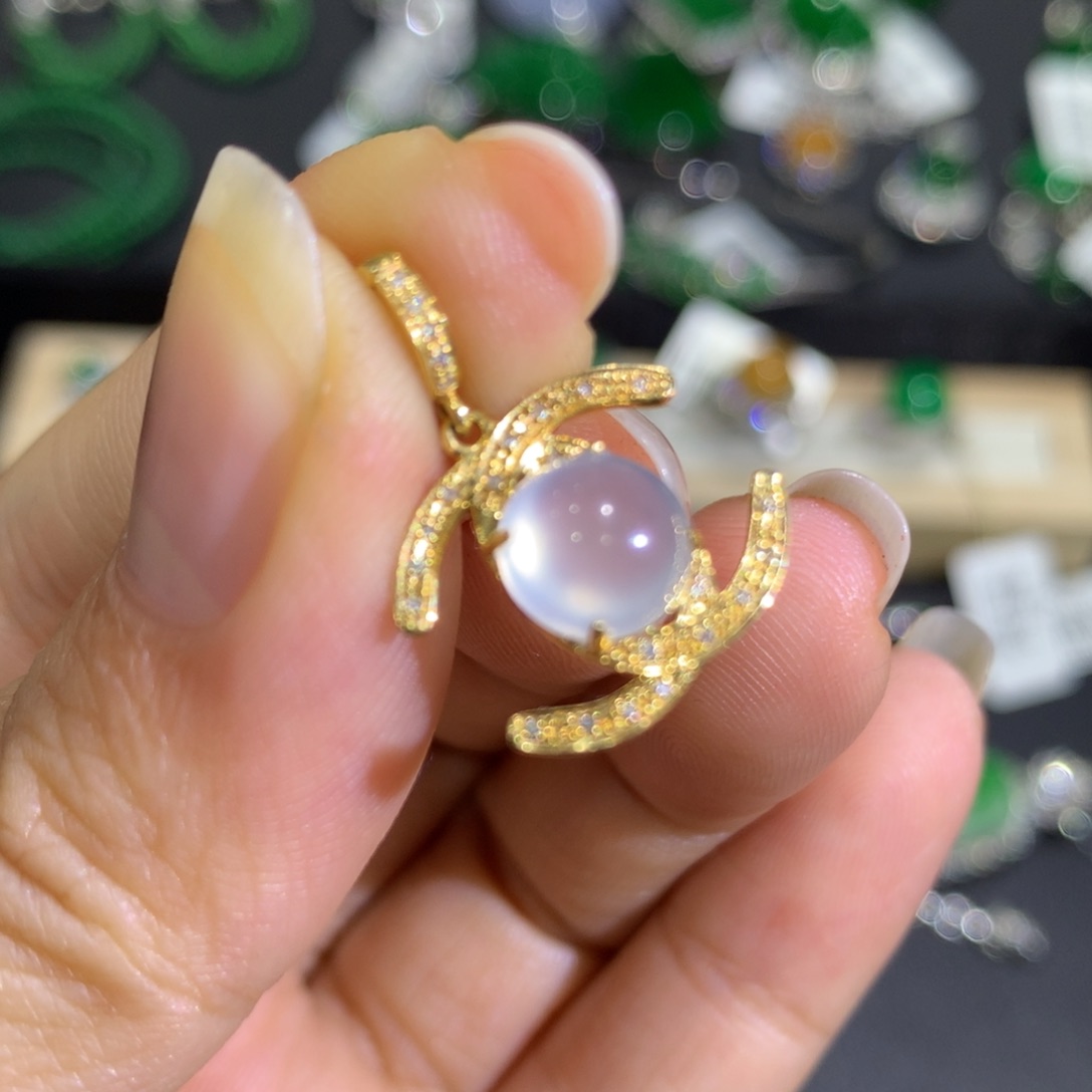 翡翠颈饰18K金镶嵌8、