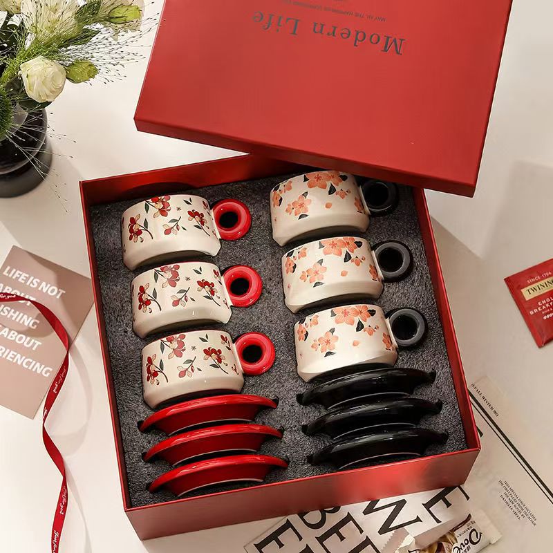高颜值摩登咖啡杯碟套装高档精致乔迁暖居礼物结婚订婚新婚陶瓷杯