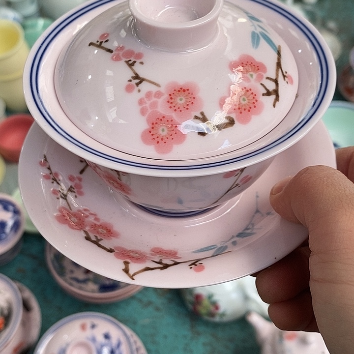 摆件陶红稀土翠竹三才