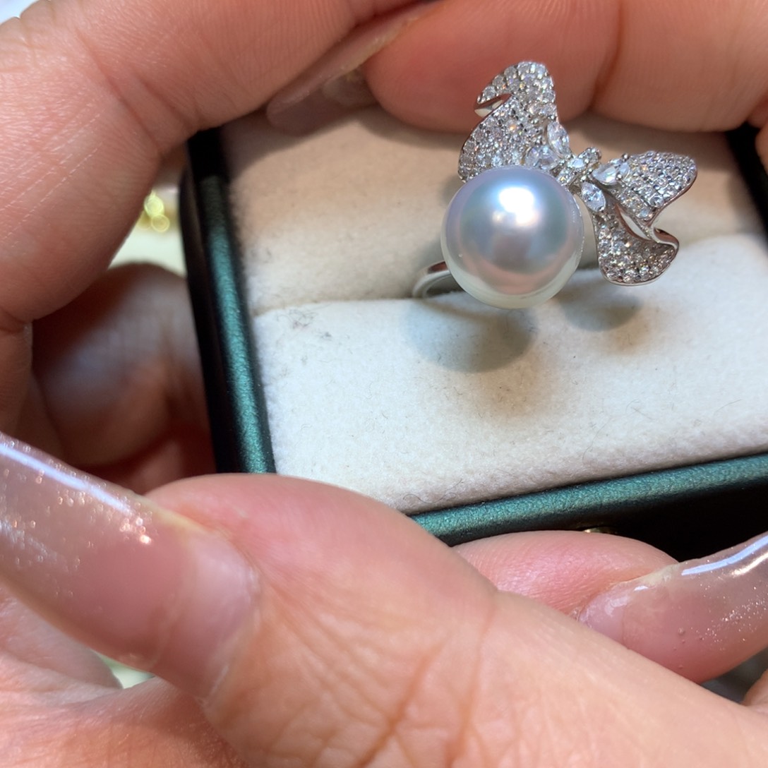 海水珍珠戒指银S925镶嵌