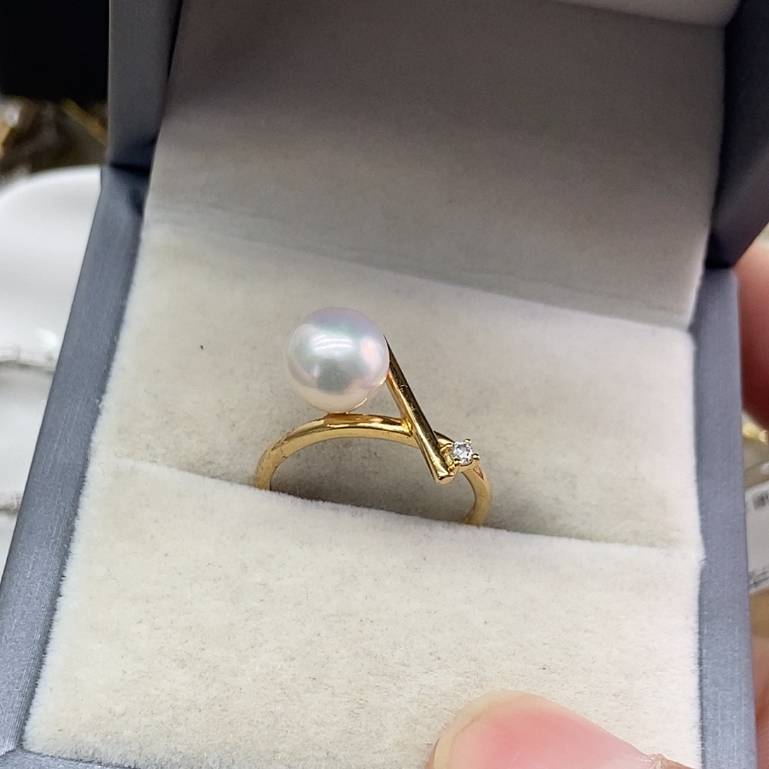 戒指海水珍珠银S925镶嵌