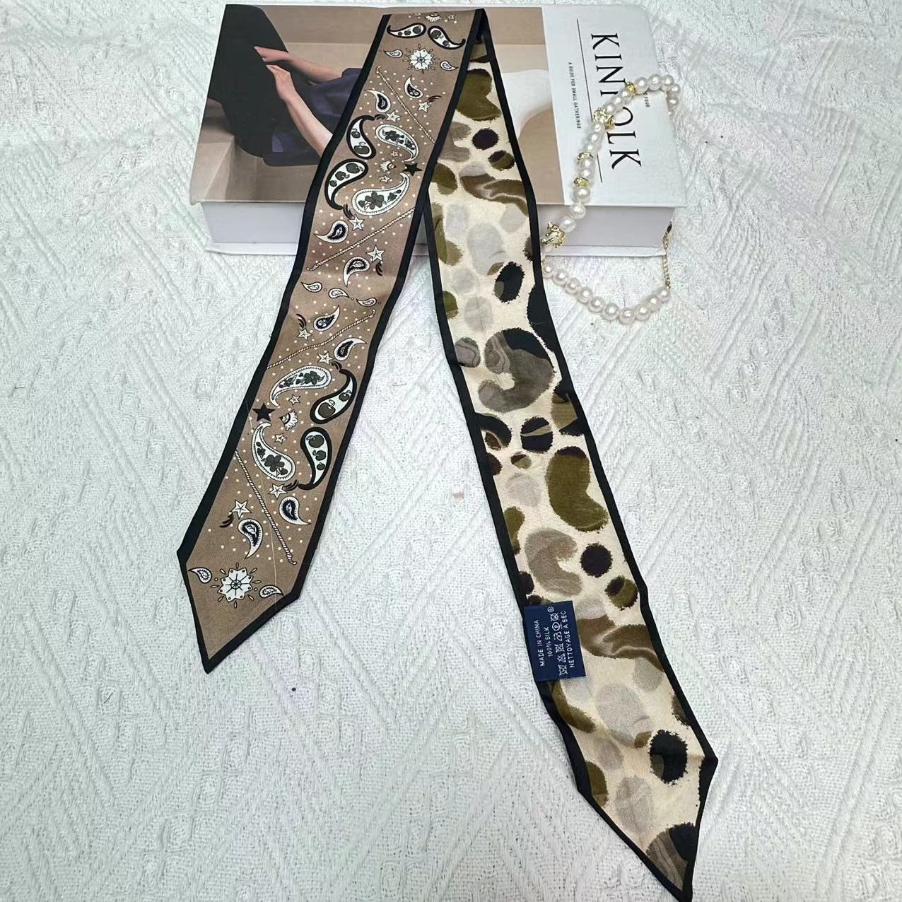 【 斜纹飘带-2】90*5cm100％桑蚕丝16姆米双层斜纹绸长巾飘带丝巾