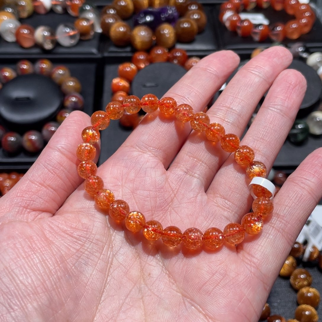 日光石手链未镶嵌啤***鸡金太阳7mm