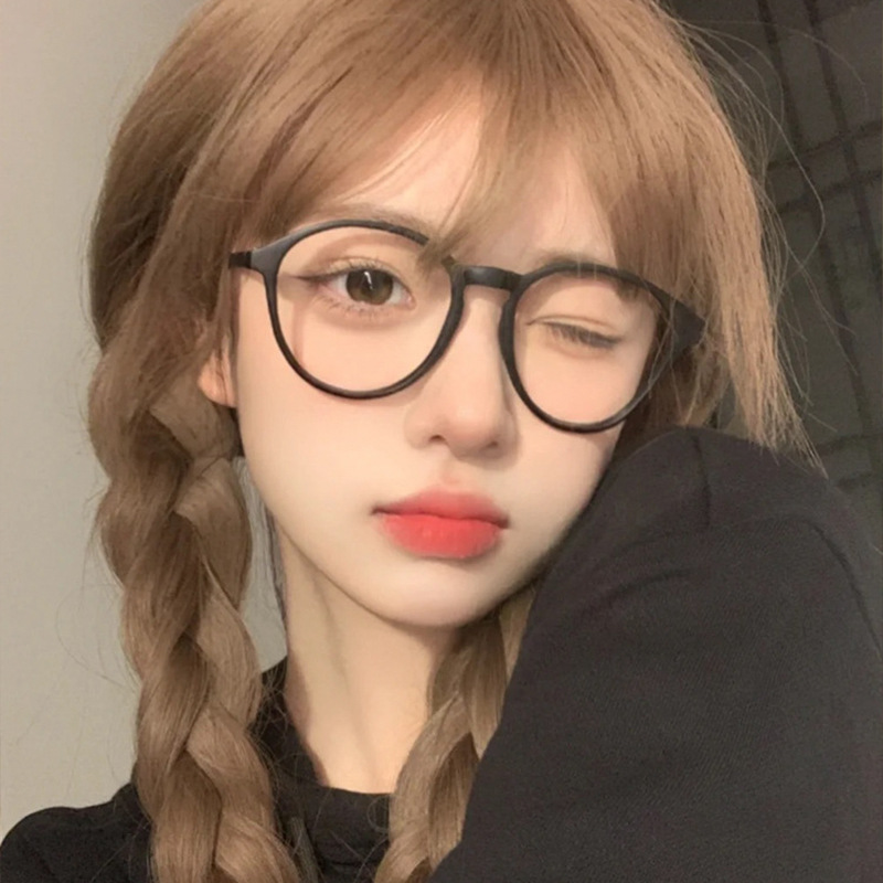 女款-超轻简约文艺复古近视眼镜女圆框眼镜架可配有度数散光变色