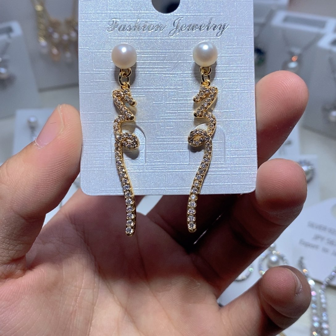 淡水珍珠耳饰银S925镶嵌