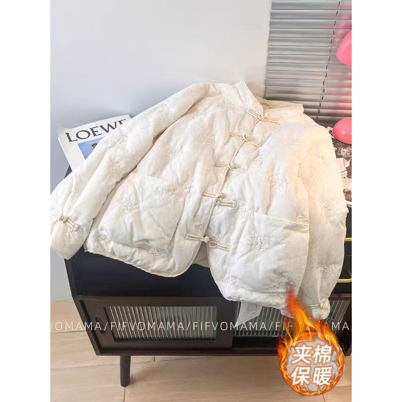 【桃漫~夹棉】新中式刺绣棉服冬季复古盘扣设计盘扣外套546-2