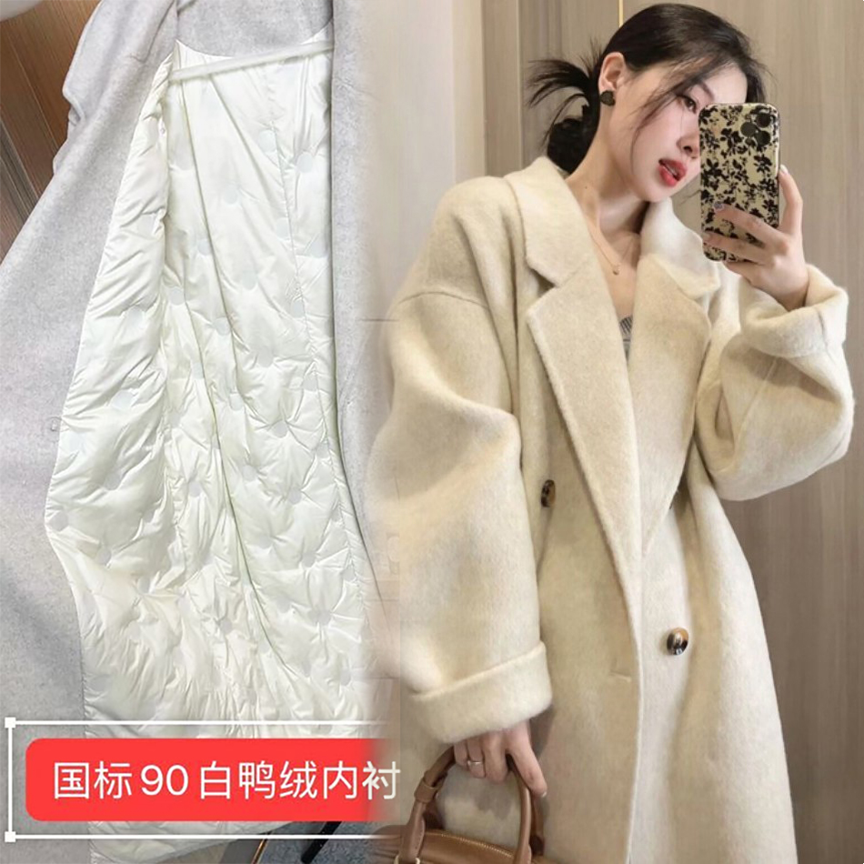 2025中长款毛呢外套女春秋冬季高级感小个子垂顺时尚风衣呢子大衣