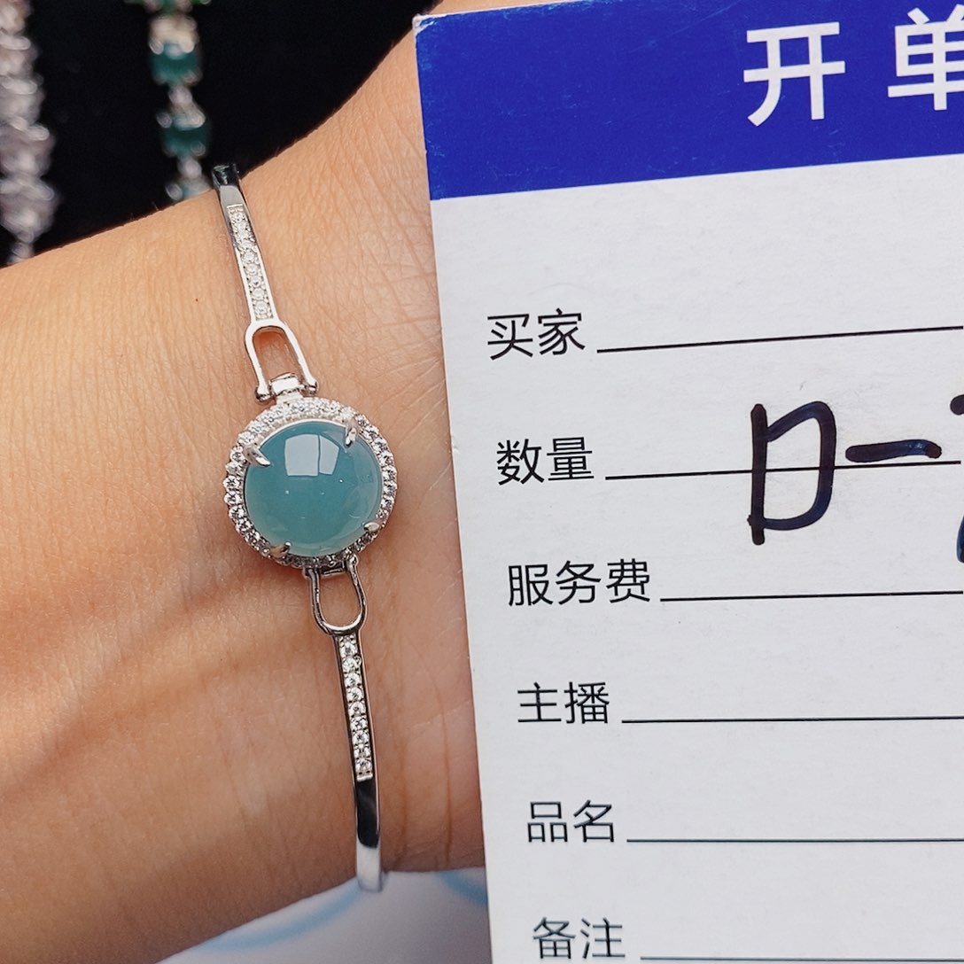 翡翠戒指银S925镶嵌手链