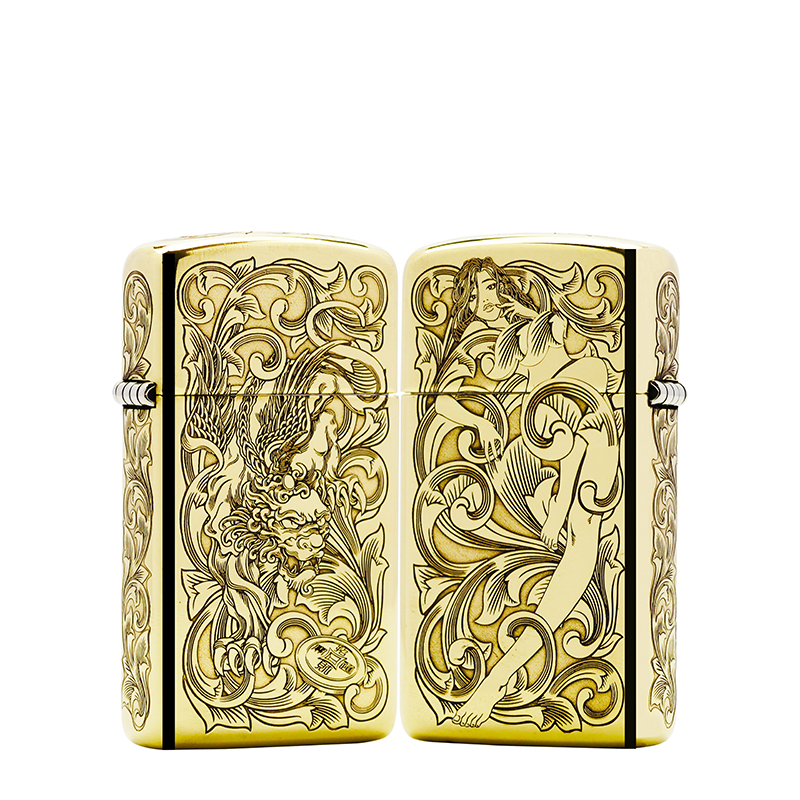 ZIPPO/之宝打火机纤巧盔甲【貔貅仙子】正品煤油打火机DYJ1