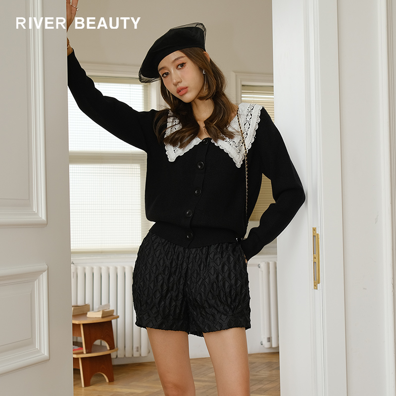 RB 针织开衫秋季新款百搭学院娃娃领甜美翻领上衣 RZ21337968