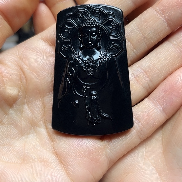 霖***吊坠(赠链)未镶嵌和田玉（墨玉）大日如来