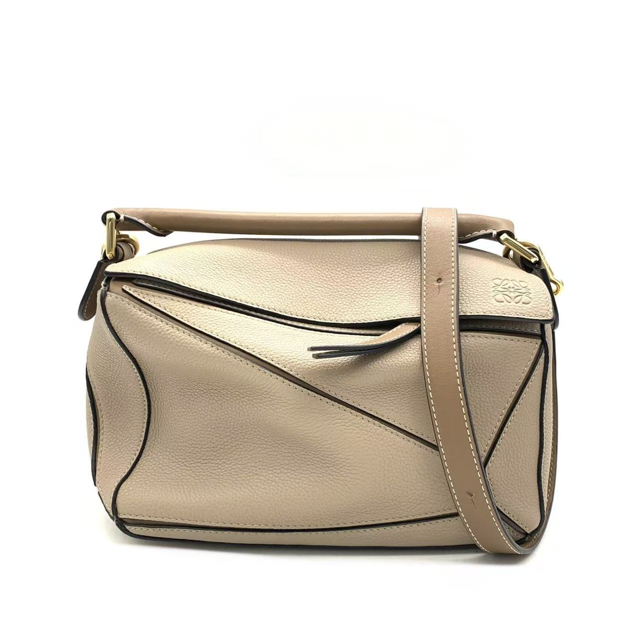 99新 LOEWE/罗意威 【安则专属】奶茶色小号puzzle几何包