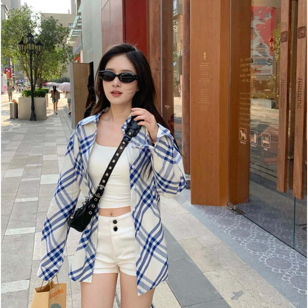 全新未使用 BURBERRY/博柏利 斜格纹长袖衬衫 uk6 01325