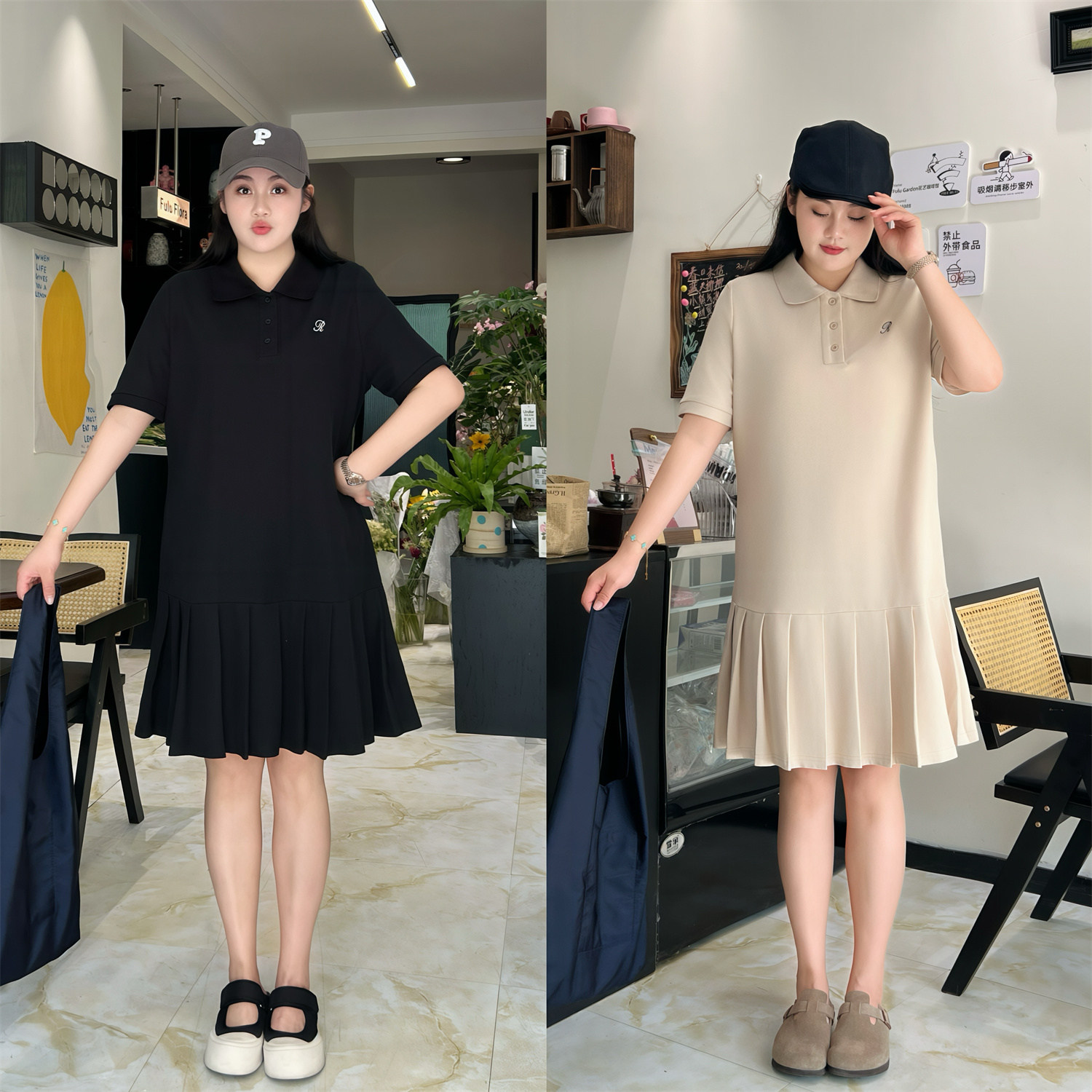 断码捡漏F海岛情书 /凉感珠地POLO领连衣裙14906花契大码200斤