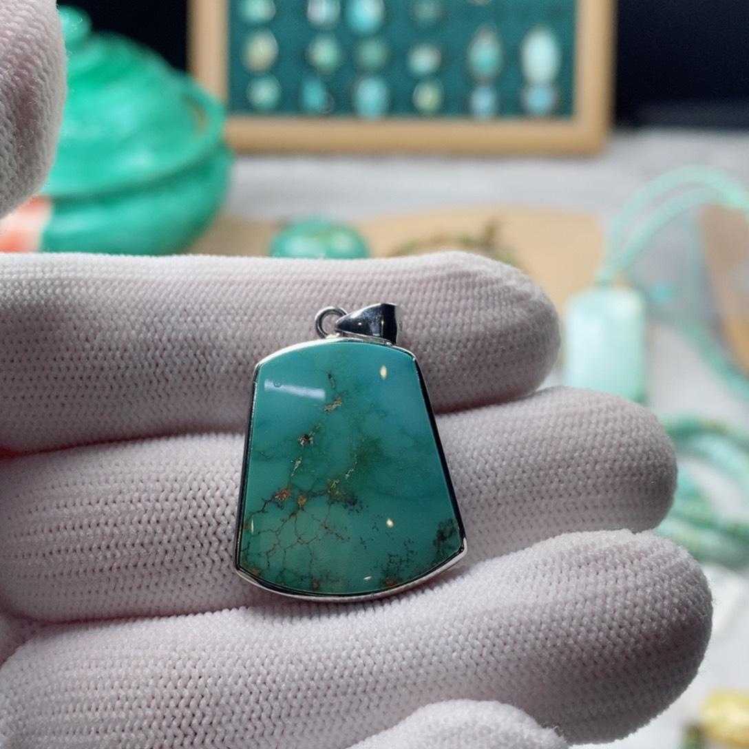 绿松石颈饰银S925镶嵌