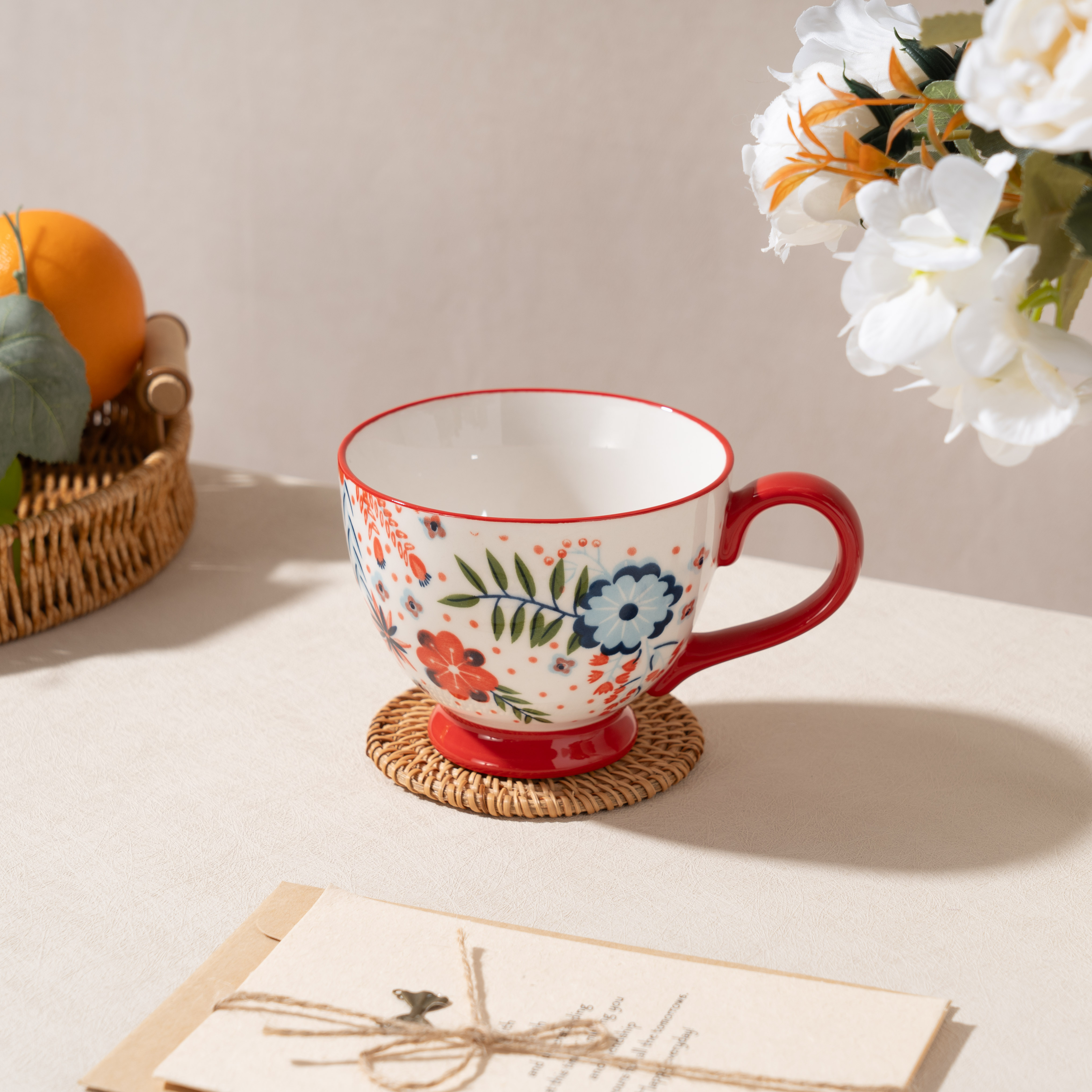 【SILESIA/出口原单】手绘繁花似锦-5.75英寸高脚早餐杯