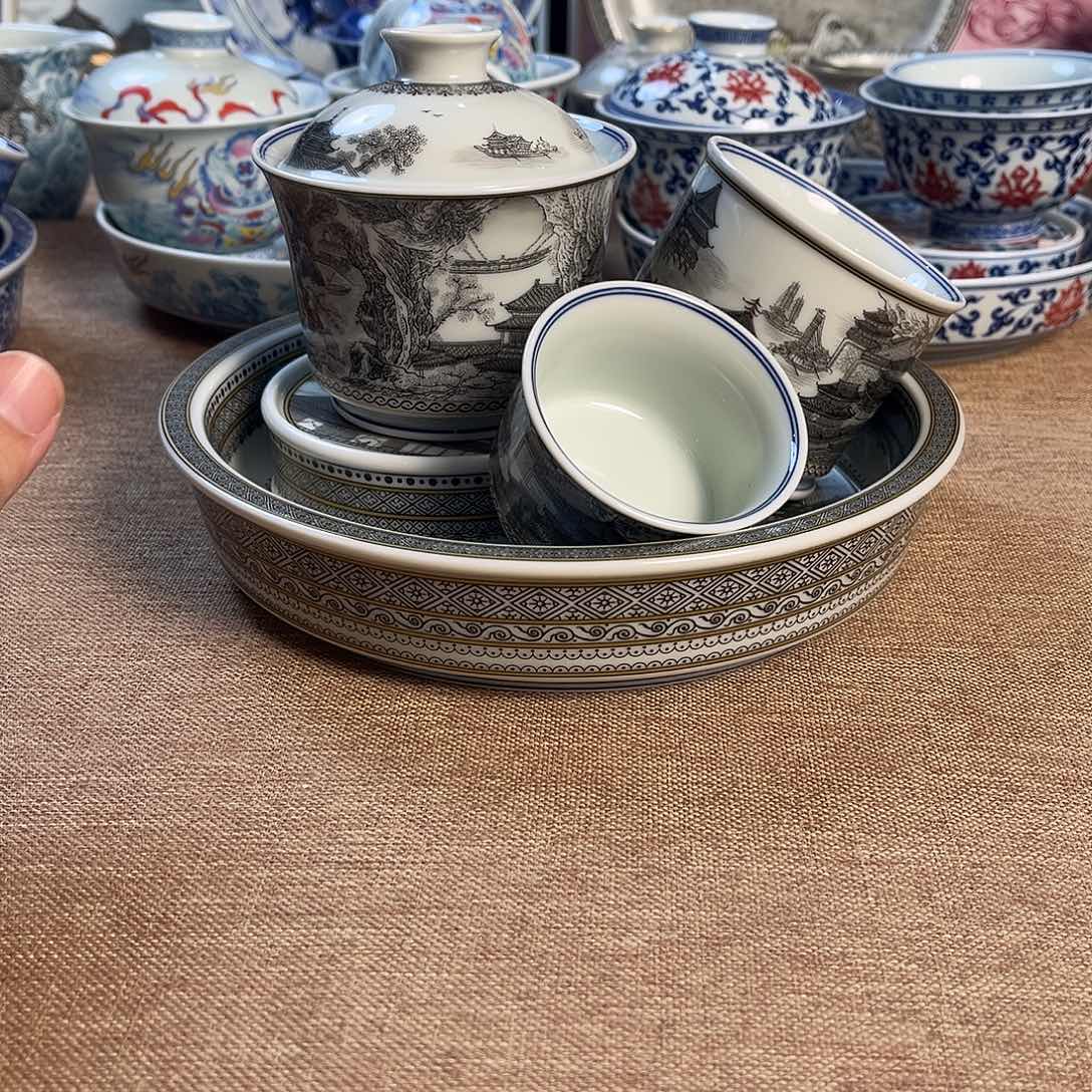 景德镇高温釉下茶具套组