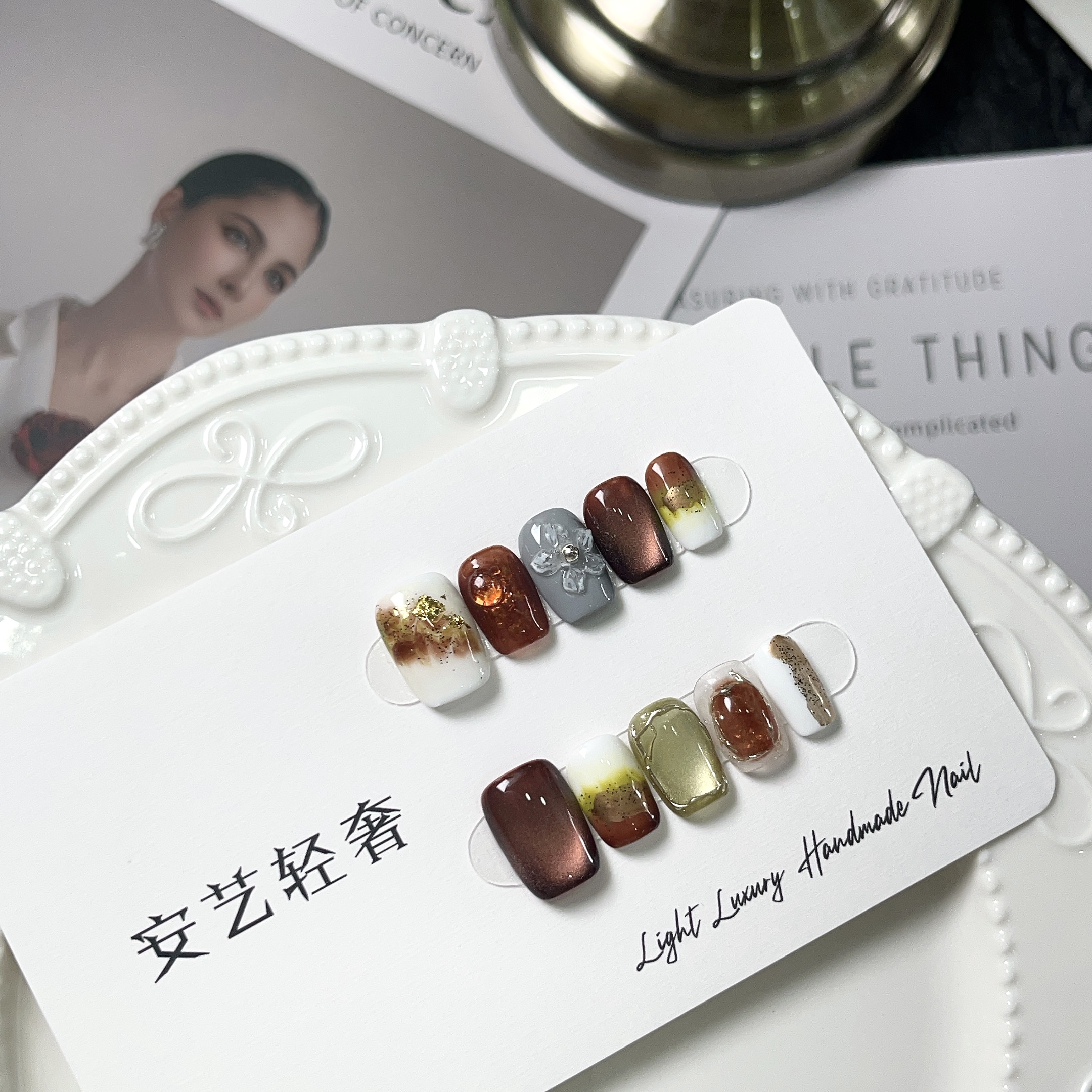 枣安 安艺轻奢 新短方 手工穿戴甲10片