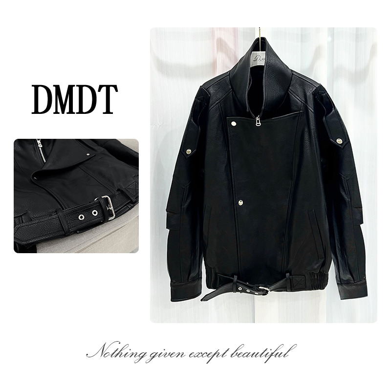【DMDT服饰】2025冬季新品 “型格张力”拉链立领百搭显瘦皮外套D2183