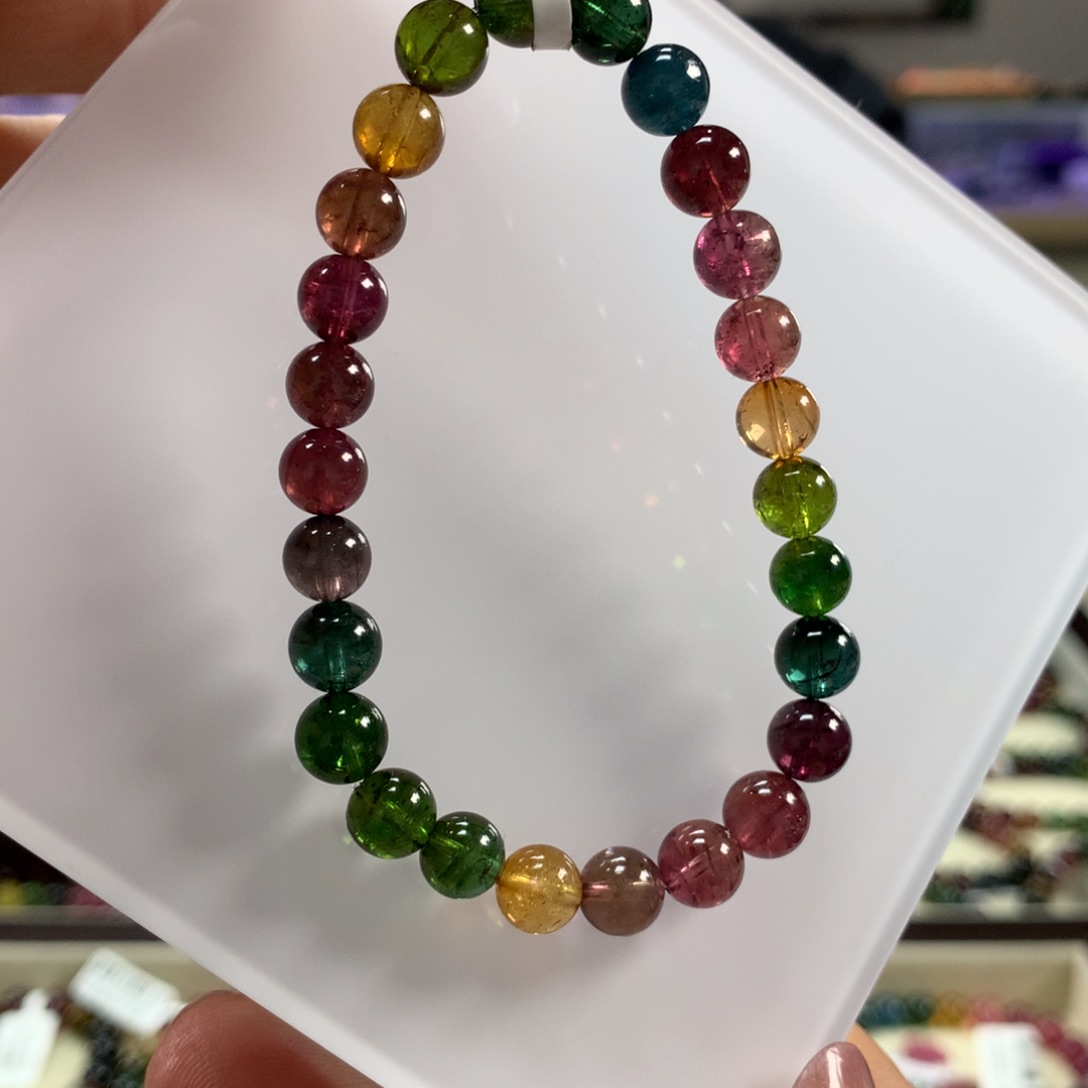 碧玺手链未镶嵌7.3毫米左右