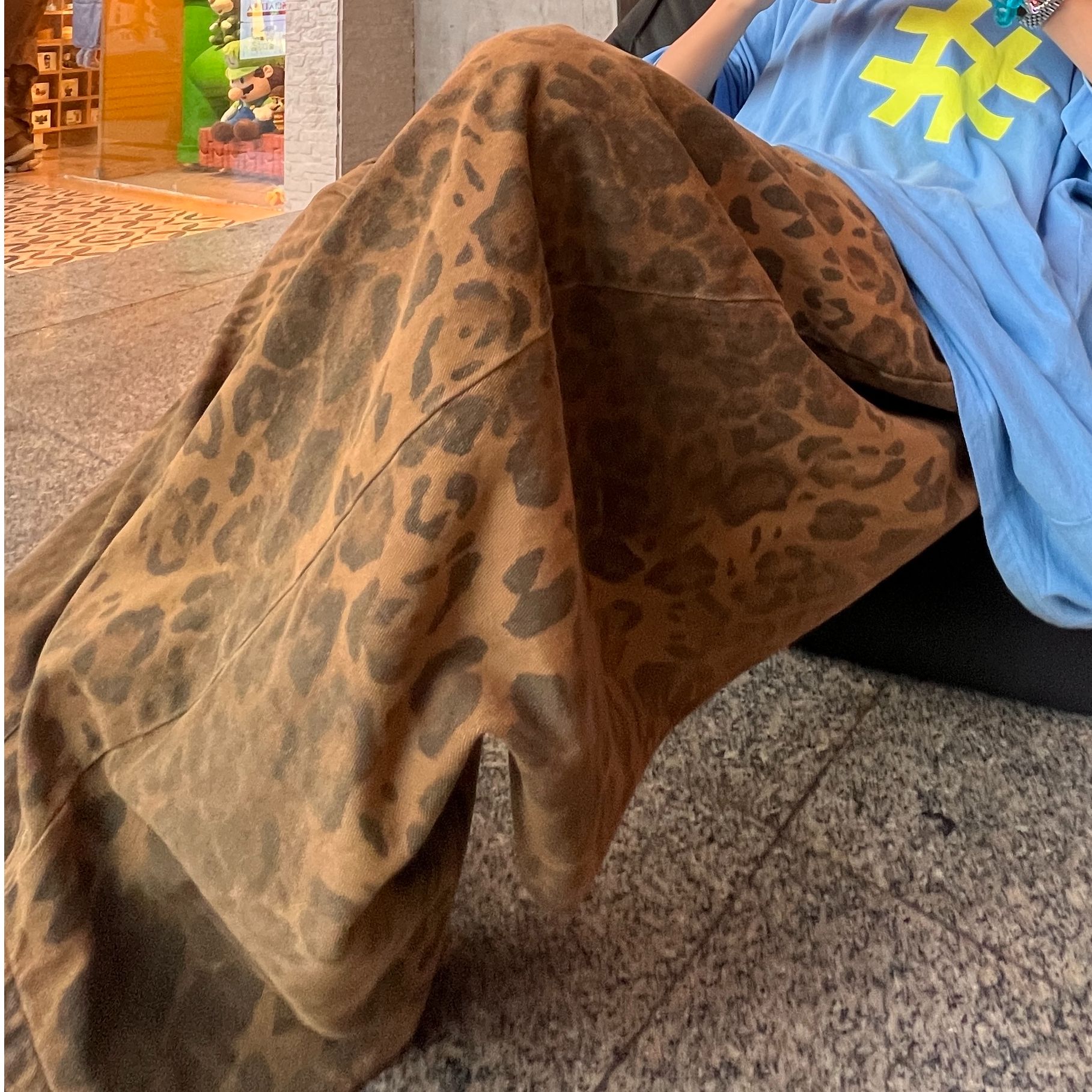 Laurine原创宽松慵懒韩版豹纹牛仔裤