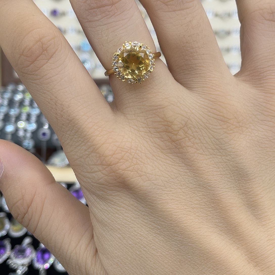 黄晶银S925镶嵌戒指