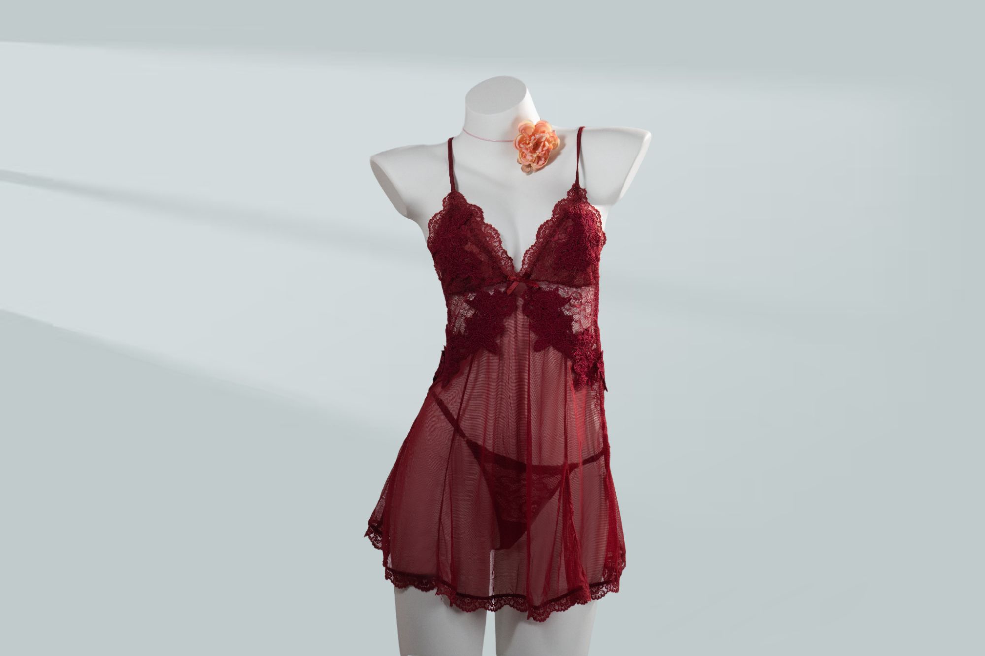 爱意【80-200斤】大码新款蕾丝仙女镂空蝴蝶结显瘦睡衣  瑰1899