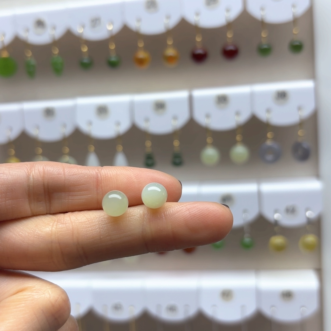 和田玉耳饰银S925镶嵌2