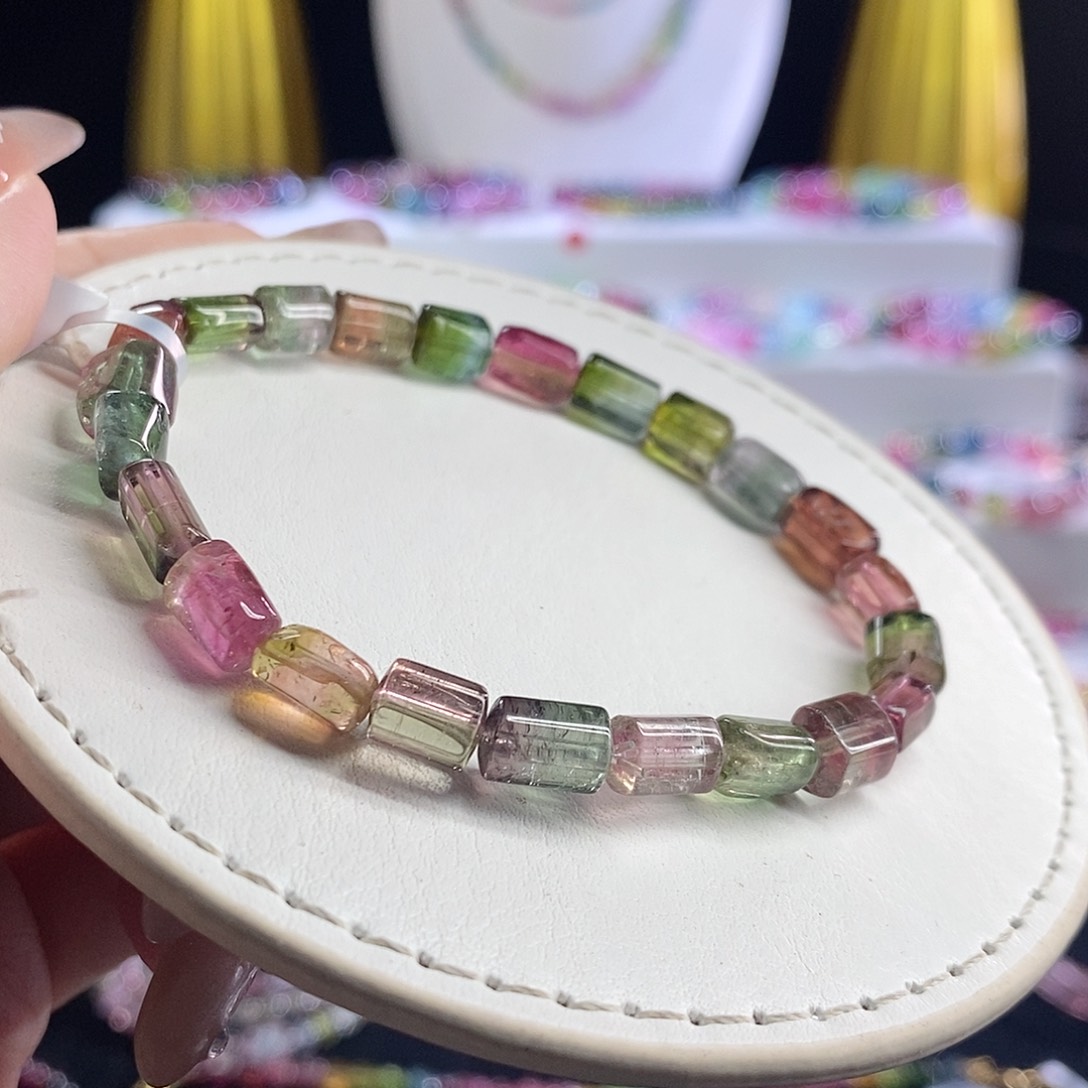 未镶嵌手链碧玺西瓜方糖