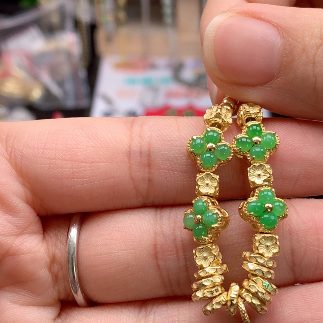 翡翠戒指银S925镶嵌天然翡翠手链