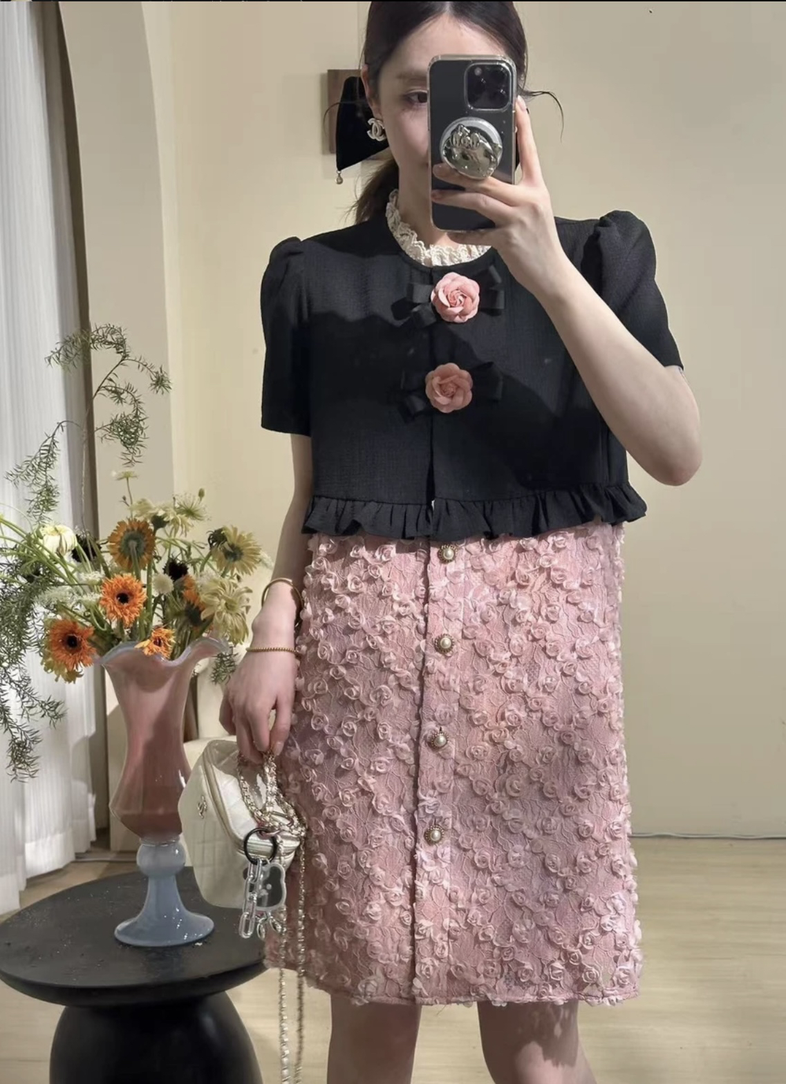 十一【盛夏玫瑰】连衣裙 欧若风 立体玫瑰时尚气质显瘦