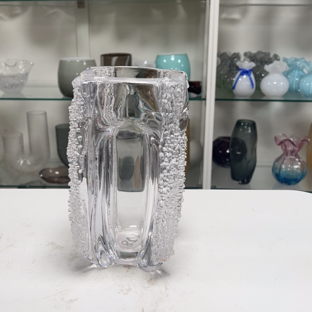 透明水晶琉璃珠高花瓶高度23
